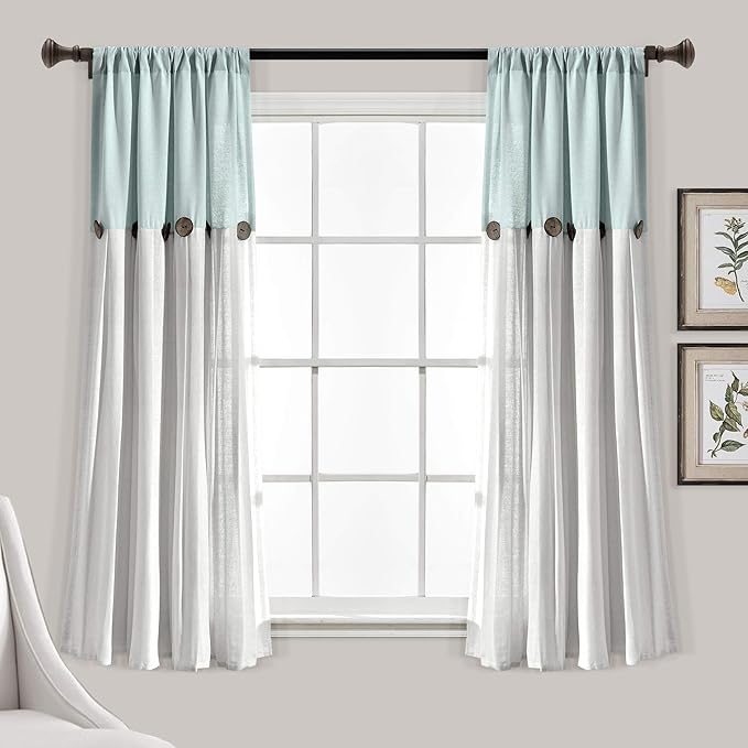 Lush Decor Linen Button Window Curtain Panel, Bedroom & Dining Room by LushDecor