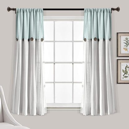 Lush Decor Linen Button Window Curtain Panel, Bedroom & Dining Room by LushDecor