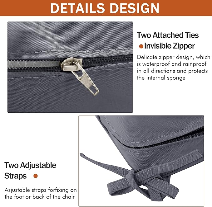 Outdoor Chair Cushions 16 x 17 Inch, Waterproof Patio Chair Cushions - Image 5