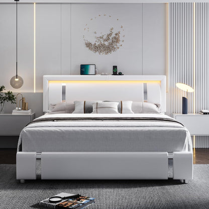 keyluv king size bed frame with rgb led, close-up detail