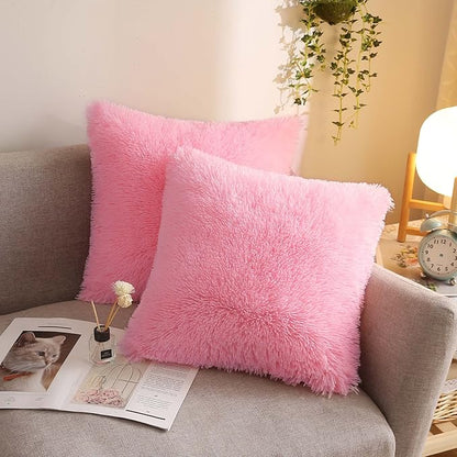 XeGe Cozy Faux Fur Throw Pillow Covers, Zippered Fluffy Cushion Covers by XeGe