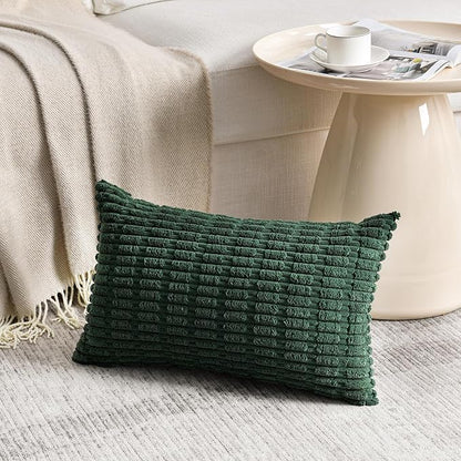 Fancy Homi Set of 4 Green Lumbar Rectangle Decorative Throw Pillow Covers 12x20 - Image 2