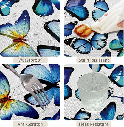 60x108inches Blue Butterfly Rectangle Tablecloth Natural Butterflies Light - Image 4