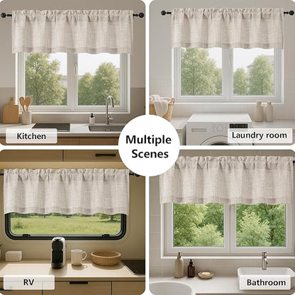 Gwine Short Curtains 36 Inch Length 2 Panels, Light Filtering Textured Half - Image 7