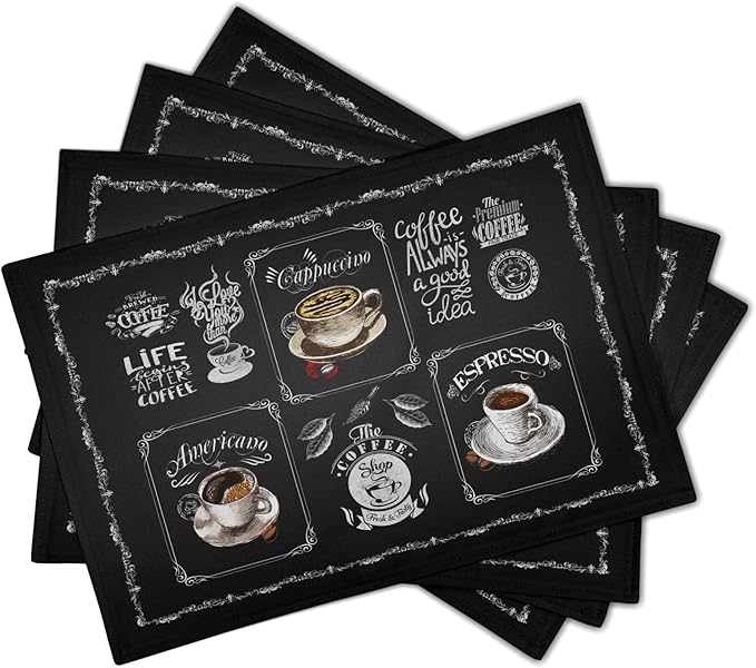 Giwawa Coffee Placemts Set of 4, Washable Heat-Resistant Linen Placemats - Image 2