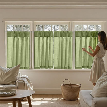 jinchan Linen Pinch Pleated Kitchen Curtains 36 Inch 2 Panels, Natural Linen - Image 7