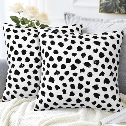 White and Black Spot Throw Pillow Covers Set of 2 Polka Dot Pillow Covers 18x18 - Image 4
