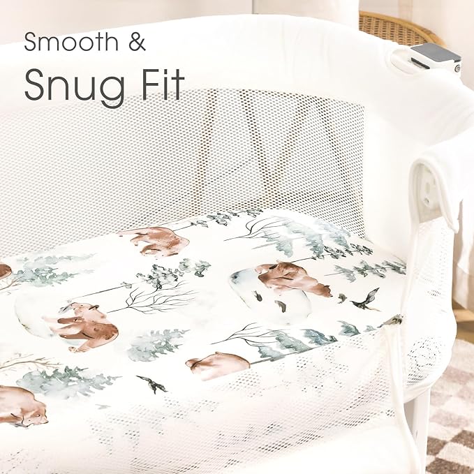 Stretchy Bassinet Mattress Sheets, Ultra Soft Bassinet Sheet 2 Pack, Universal - Image 3