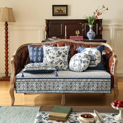 Rectangle Throw Pillow Covers Set of 2, Classic Chinoiserie Blue and White - Image 3