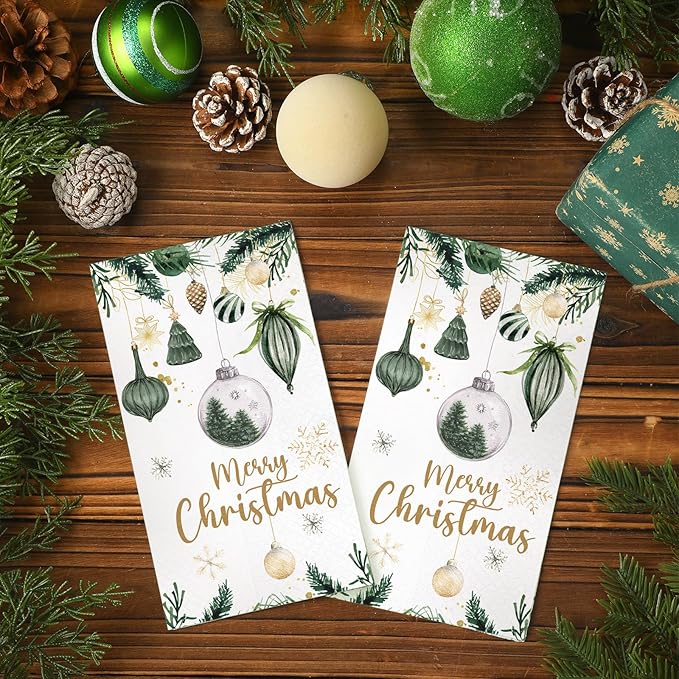 Peryiter 100 Pcs Merry Christmas Holiday Paper Napkins Farmhouse Christmas - Image 3