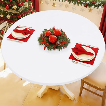 Round Spandex Tablecloth, Elastic Fitted Waterproof Tablecloths by Moosfor