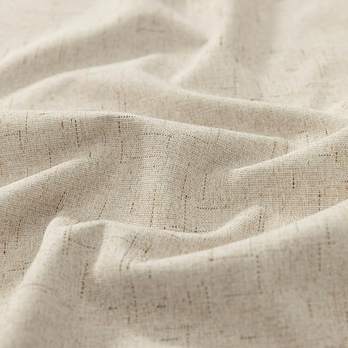 KOUFALL Beige Linen Blackout Curtains - Image 9