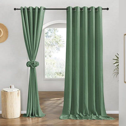 NICETOWN Flax Olive Green Linen Curtains by NICETOWN