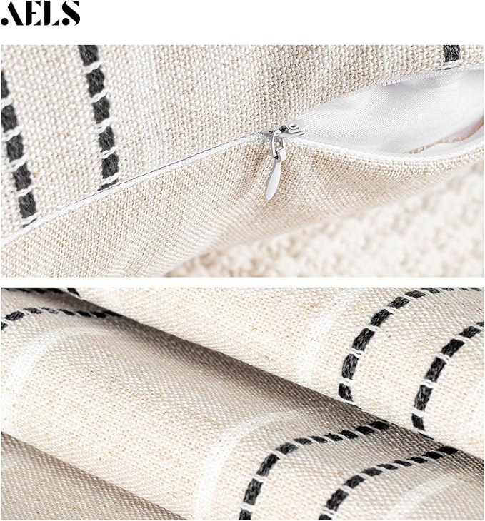 AELS 24x24 Decorative Farmhouse Linen Throw Pillow Covers, Boho Textured Pillow - Image 4