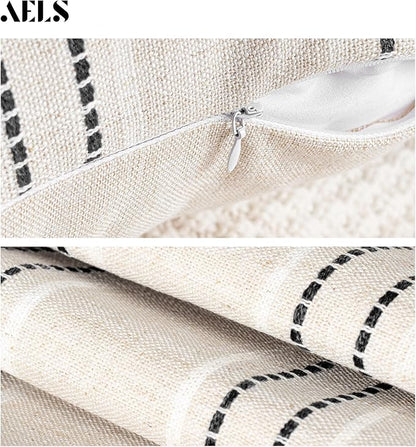 AELS 16x16 Decorative Farmhouse Linen Throw Pillow Covers, Boho Textured Pillow - Image 4