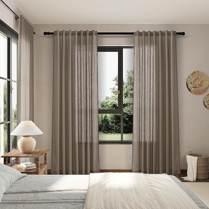 Dark Taupe Linen Curtains 96 Inches Long - Image 8