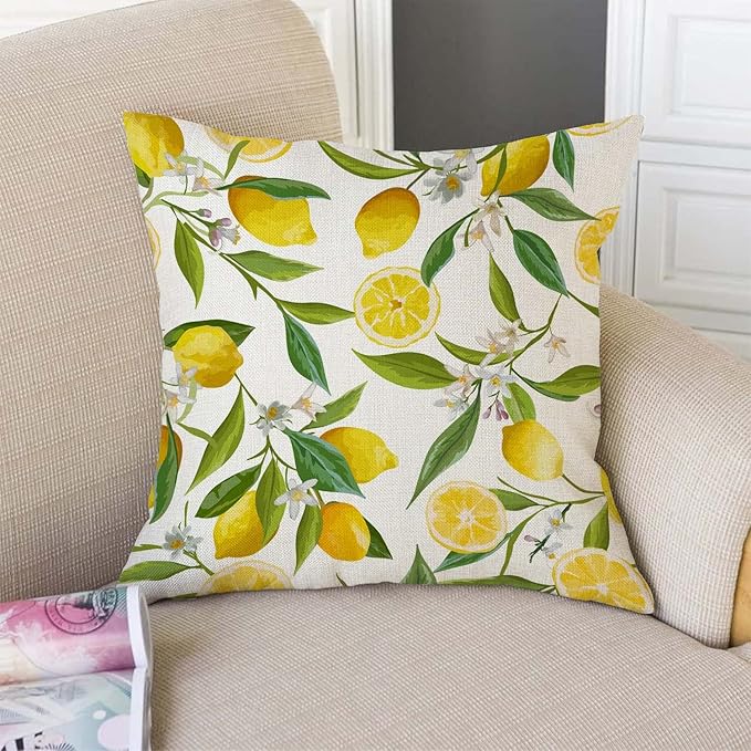 TSSOHU Green Floral Pattern Lemon Fruits Flowers Leaves Elegant Exotic Throw - Image 2