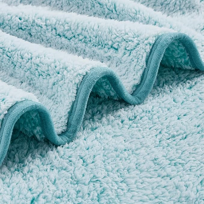 EMME Soft Sherpa Fleece Blanket Reversible Plush Fluffy Large Blanket, Light - Image 6