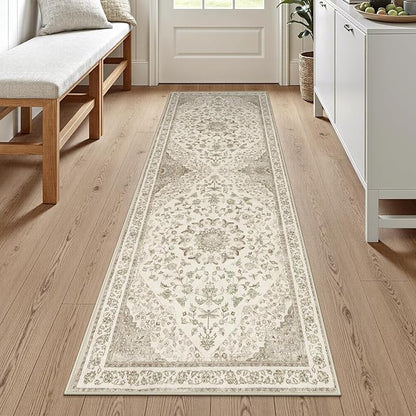 Moynesa 2x6 Beige Washable Runner Rug by Moynesa