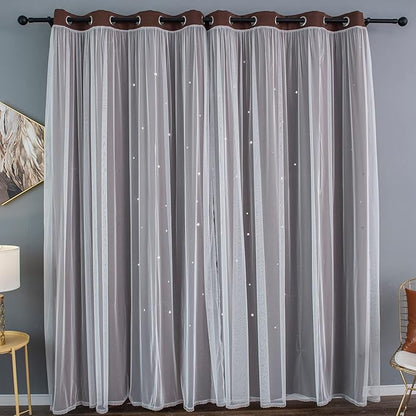Kinryb Kids Blackout Curtains for Bedroom/Living Room/Classroom, Sheer Overlay - Image 4