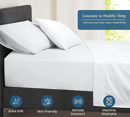 Royale Linen 400 Thread Count 100% American Grown Cotton Fitted Sheet Twin Size - Image 3