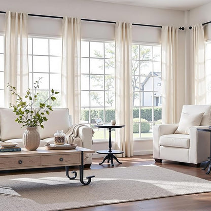 jinchan Floor to Ceiling Linen Blend Curtains 108 Inches Extra Long 2 Panels - Image 2