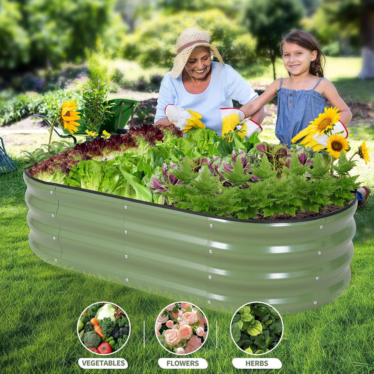 galvanized raised garden bed outdoor- 4x2x1ft planter box on a desk or shelf
