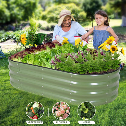 galvanized raised garden bed outdoor- 4x2x1ft planter box on a desk or shelf