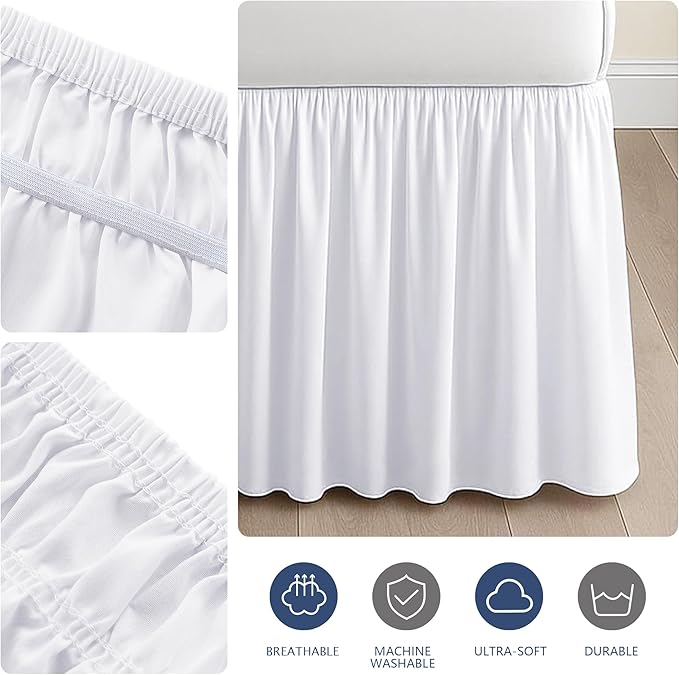 Dorm Bed Skirt Twin XL 32 Inch Drop, 100% Microfiber Extra Long College Dust - Image 6