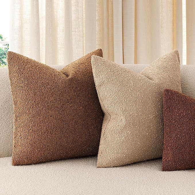 Foindtower Pack of 2, Decorative Textured Boucle Throw Pillow Covers Neutral - Image 7