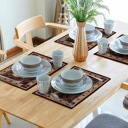 Giwawa Texas Stars Placemats Set of 4, Rustic Western Style Brown Wood Linen - Image 7