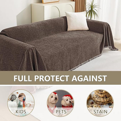 MYSKY HOME Loveseat Cover Deep Chocolate Couch Cover Sectional Couch Covers - Image 3