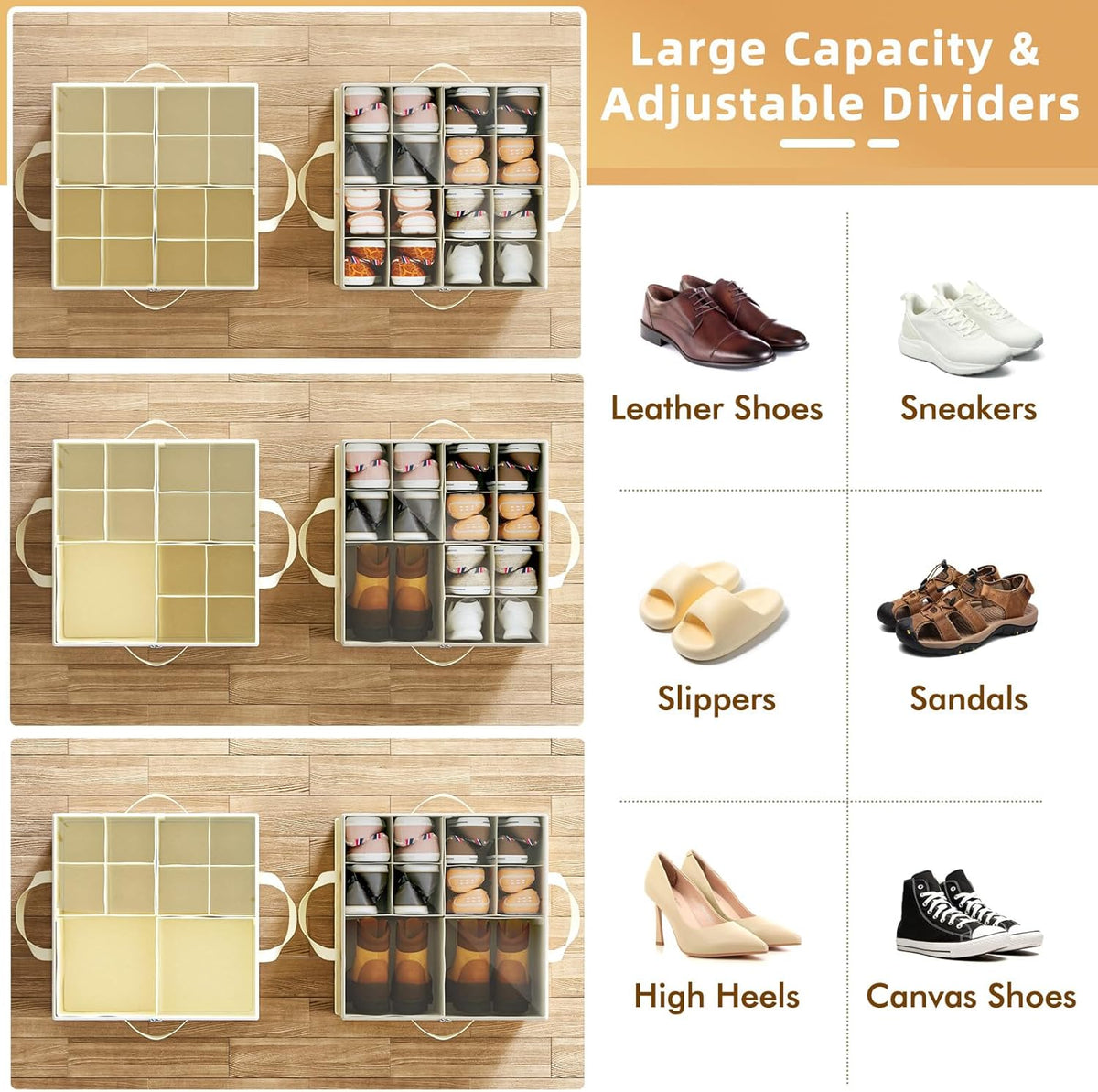 plus size 2 pack shoe organizer for closet shown in use