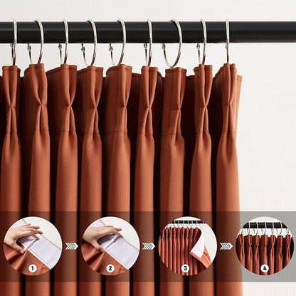 KEQIAOSUOCAI Burnt Orange Window Curtains 72 Inches Long, Fall Block Out Room - Image 2
