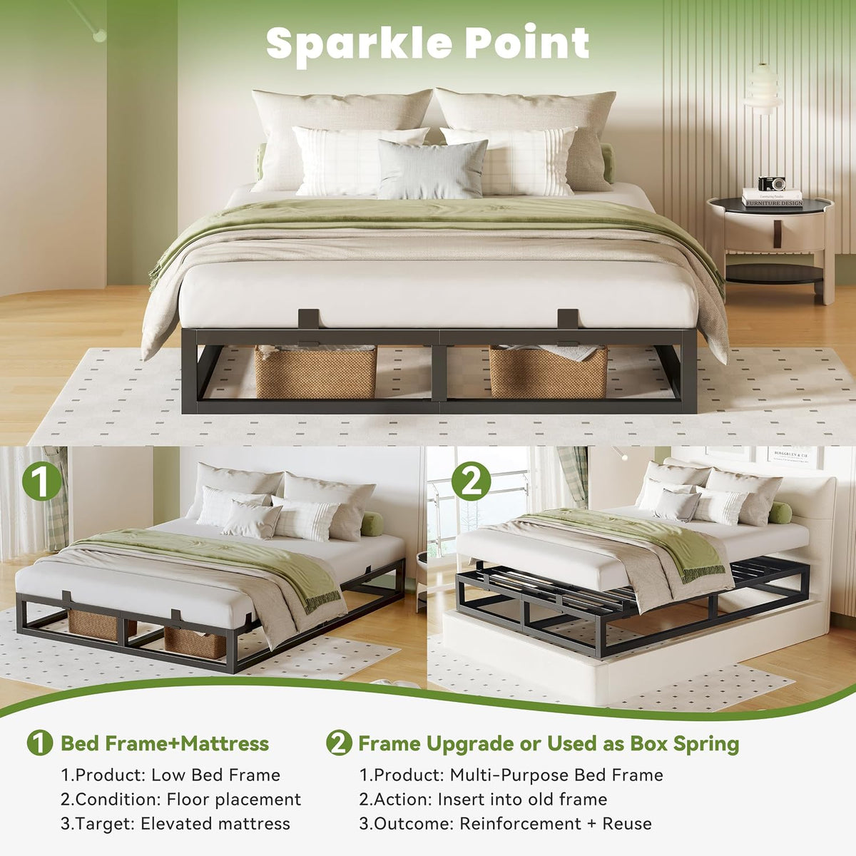 kind bed frame 6 inch,metal platform bedframe upgrade on a desk or shelf