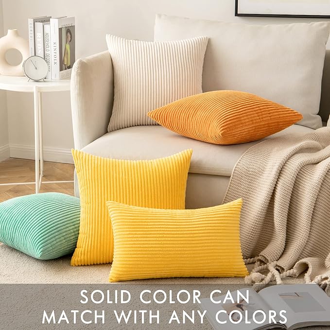 MIULEE Pack of 2 Golden Yellow Pillow Covers 18x18 Inch Soft Decorative Throw - Image 4