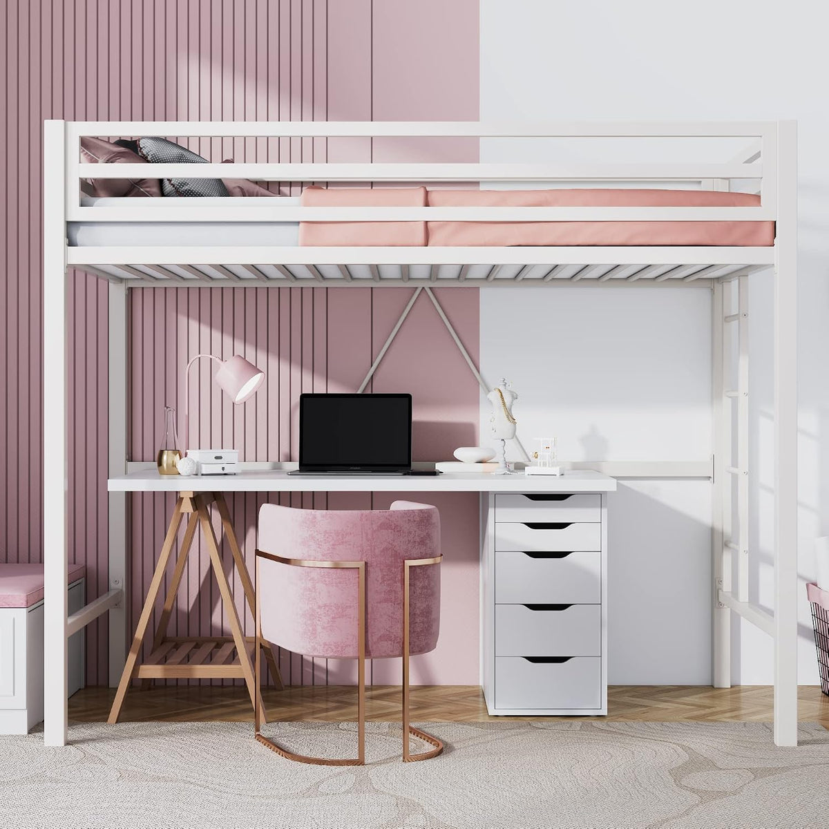sha cerlin loft bed twin size with ladder, main product view