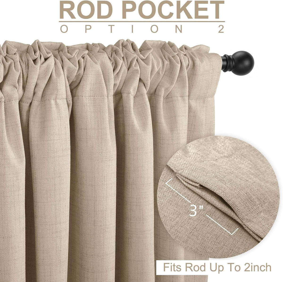 linen textured total blackout curtains for bedroom 84, side view