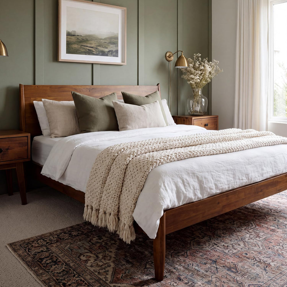 Acacia Haven King Size Bed Frame and Headboard, King Size Platform Bed Frame ...