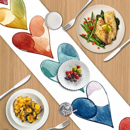 Watercolor Heart Table Runner – 13x72 Inch Modern Table Decor - Image 4