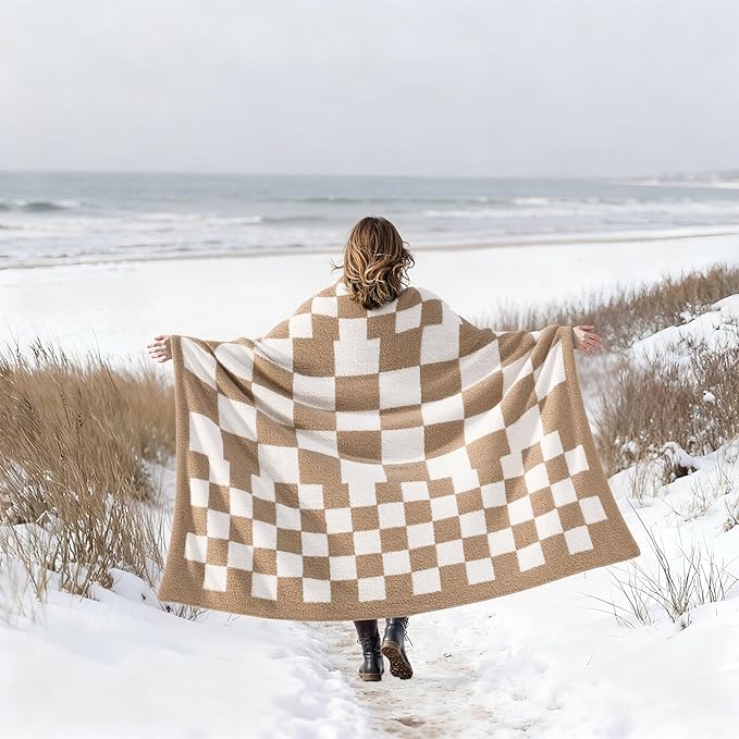 Joiedomi Throw Blanket for Couch Bed, Checkered Knitted Blankets Gifts for - Image 9