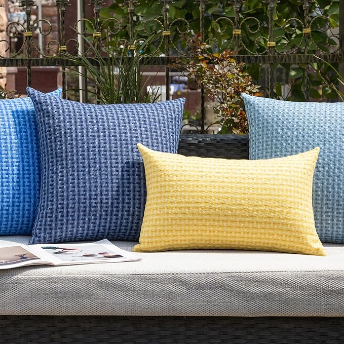 Kevin Textile Outdoor Waterproof Throw Pillow Covers Pack of 2 Weaving Texture - Image 6