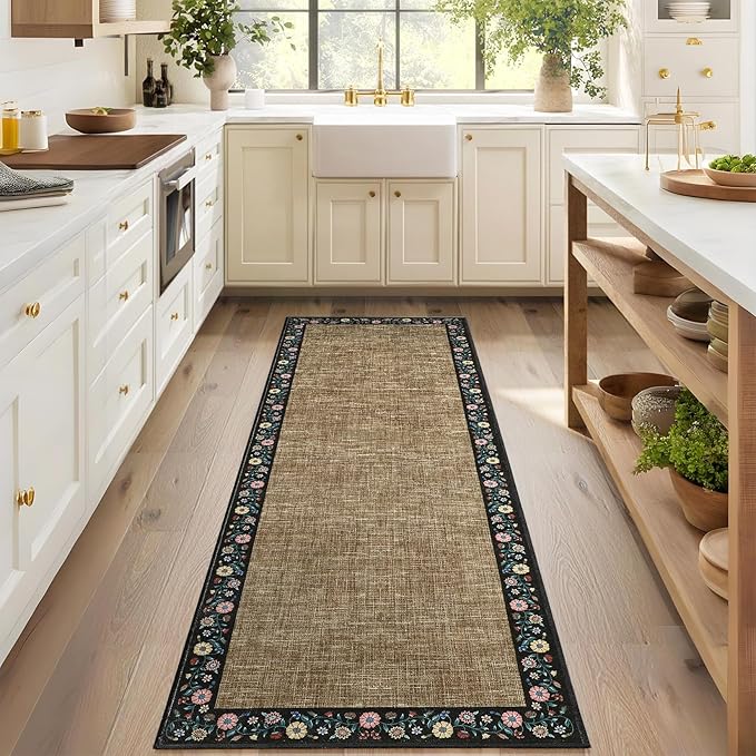 GarveeHome Entryway Rug 2x6 Modern Bordered Runner Rug Washable Kitchen Runners by GarveeHome