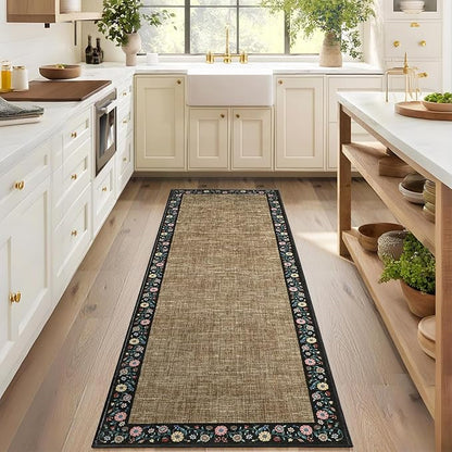 GarveeHome Entryway Rug 2x6 Modern Bordered Runner Rug Washable Kitchen Runners by GarveeHome