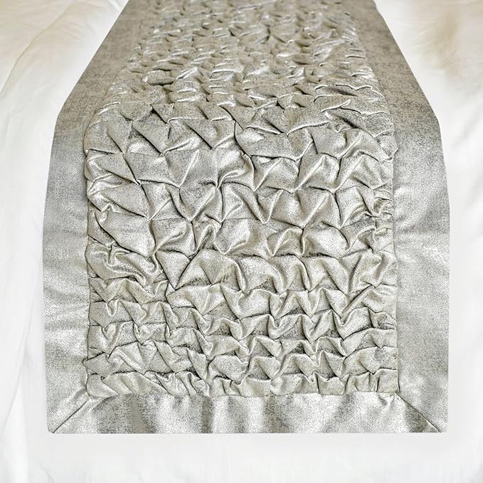 The HomeCentric King/Queen/Twin Silver Decorative Bed Runner Full 68"x18" Bed - Image 3
