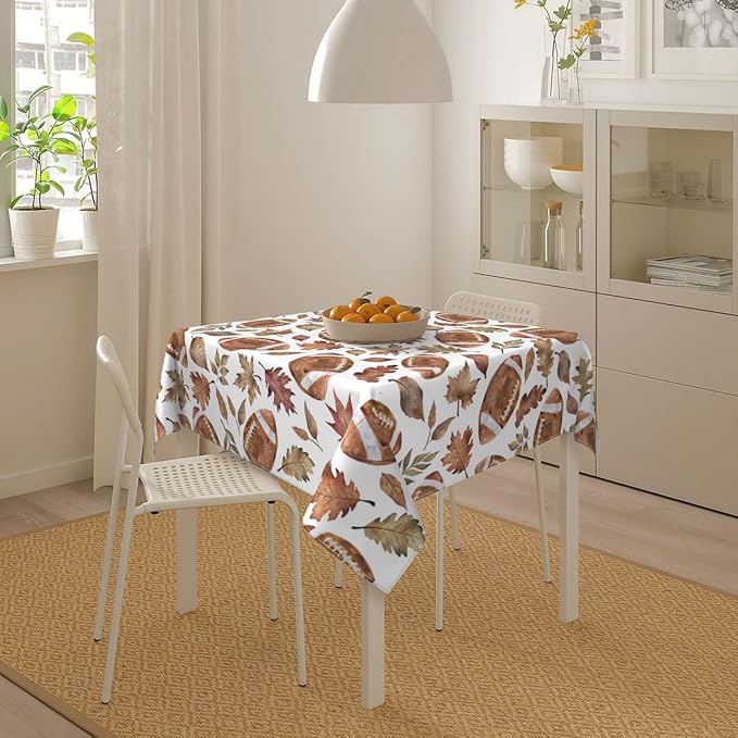 Fall Tablecloth Square 60×60 Inch, Football Maple Leaf Decor Print Tablecloth - Image 3