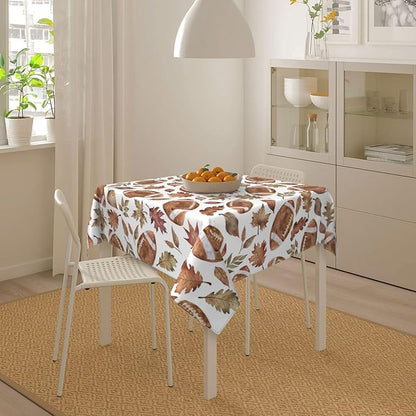 Fall Tablecloth Square 60×60 Inch, Football Maple Leaf Decor Print Tablecloth - Image 3