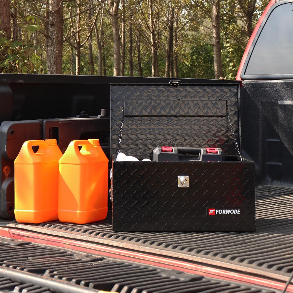 forwode 20 inch aluminum truck tool box lockable, close-up detail