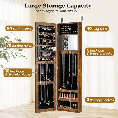 giantex wall or door mounted jewelry cabinet with, side view