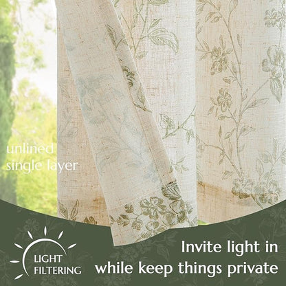 jinchan Floral Kitchen Curtains 36 Inch Linen Tier Curtains Christmas Decor - Image 4